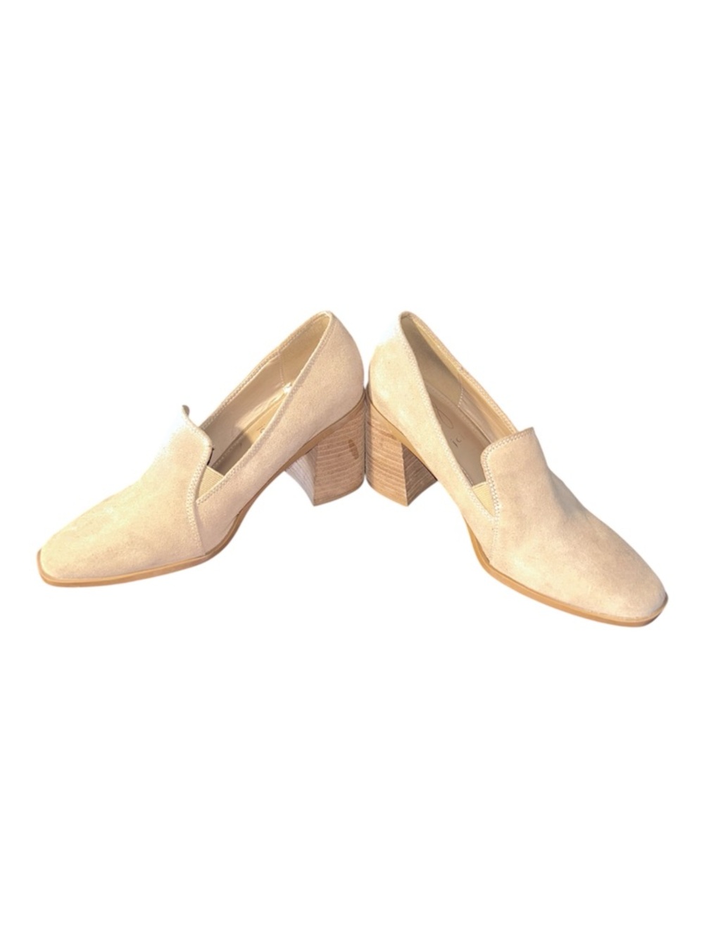 Joie Women’s 7.5 Wevenly Tan Beige Suede Leather Slip On Stretch Block Heel